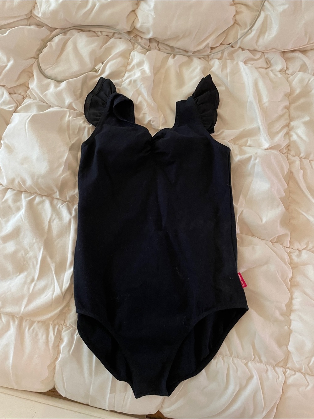 girls ruffled strap one piece leotard